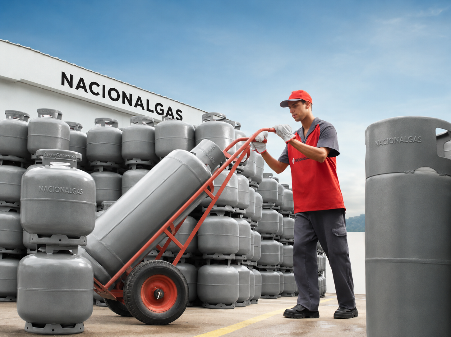 Entregador Nacionalgás com botijões de gás